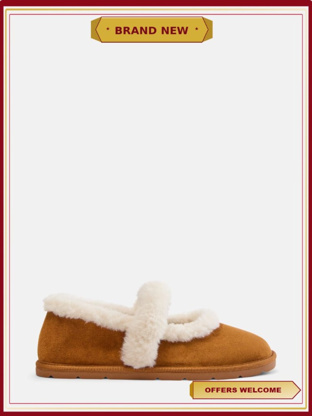 Faux Fur Mary Jane Ballet Slippers Memory Foam